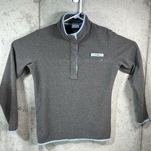 Columbia PFG 1/4 Snap Fleece Sweatshirt Gray Blue Womens Size Medium M